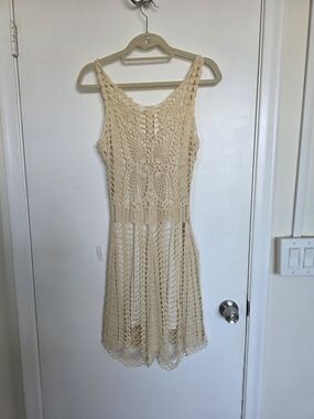 Free People Crochet Tank Dress in Cream